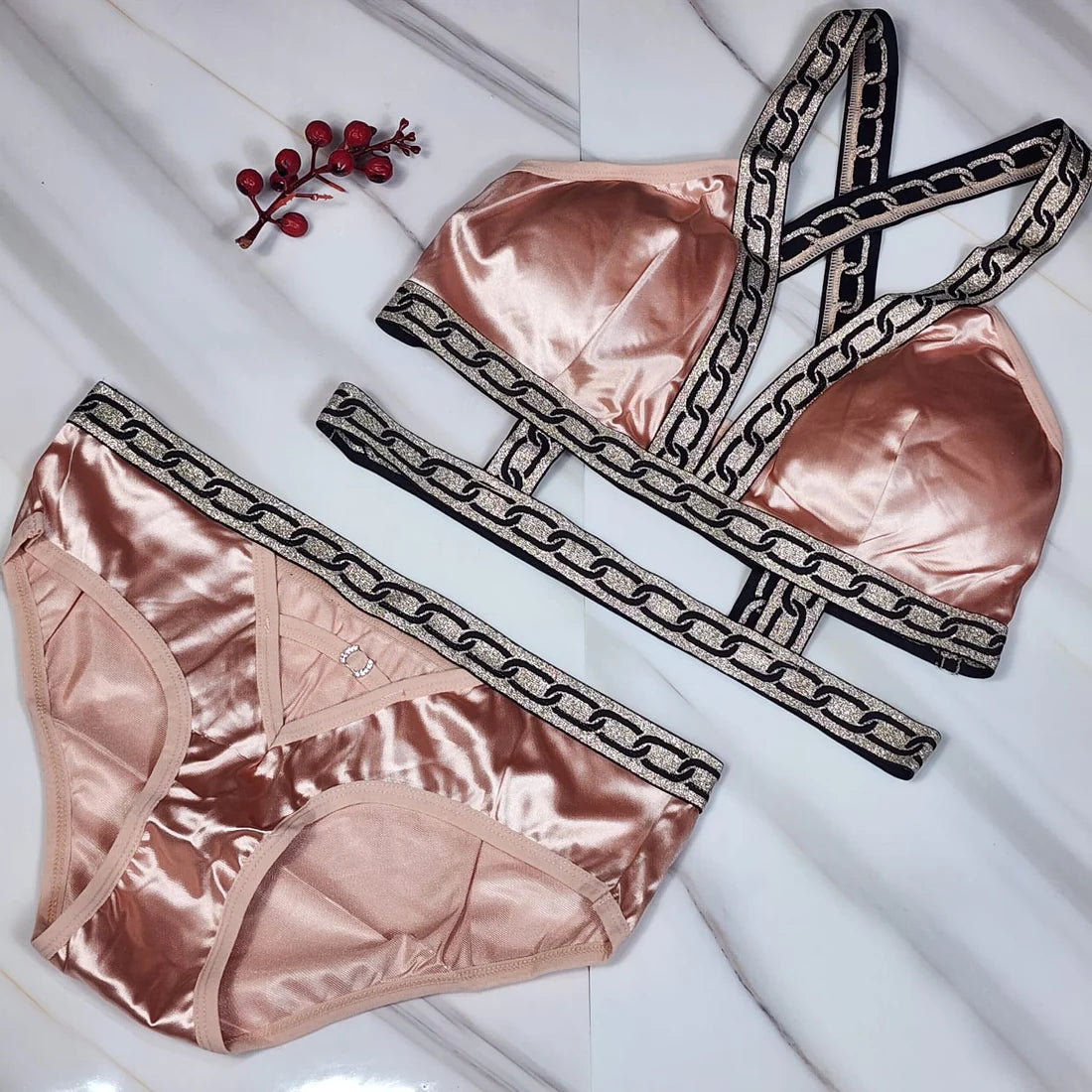 Lunna Lace High Quality Pure Silk bikini Style Padded Bra & Panty Set – The  Girls Wear