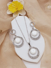 Fashion Jewellery Locket Chain & Earrings 2-Pieces Jewellery Set
