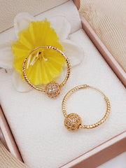 Fashion Jewellery Gold Plated Zircon Stone Ball Bali