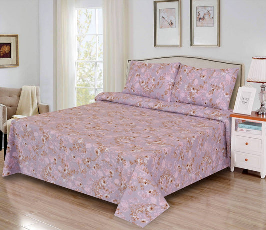 Cotton Nishat Hibiscus Floral Print King Size Bedsheet Set with Pillow Cases