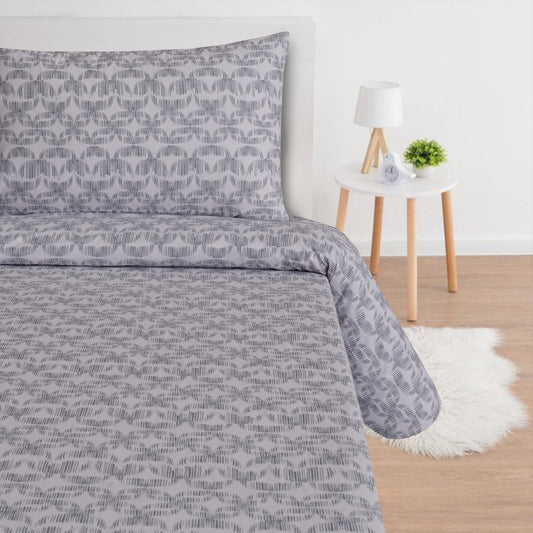 Cotton Nishat Break Lines Texture Print King Size Bedsheet Set with Pillow Cases