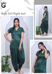 Girls Wear 2-Pieces Half Sleeves & V-Neck Patiyala Nightwear