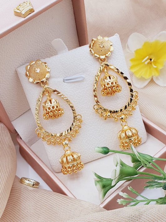 Fashion Jewellery Fanoos Jhumki Handmade Gold Plated Jhumki