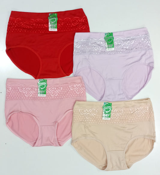Girls wear Cotton Comfortable High waist Net Lace Panties for Girls & Women - Pack of 4