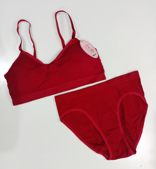 Classic super-soft cotton t-shirt bra panty styled to fit every body for all day long comfortable/Red