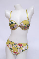 Flourish Padded Wired and Push Up Flower Printed High Quality Adjustable Straps Back Closure Bridal Bra And Panty Set