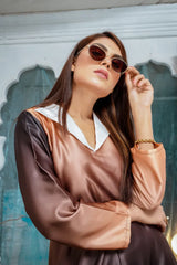 Takhlek-E-Faraz Long Black Tail Maxi With Short Front Open Dress For Girls & Women