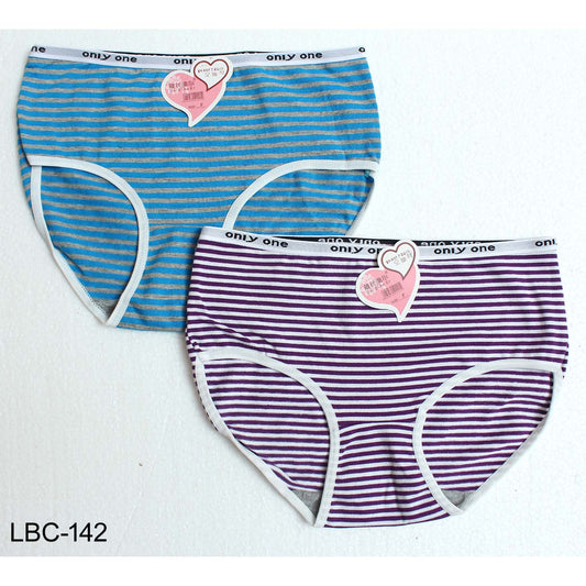 Only One Comfortable High waist Yarn Dyed Lining Panties for Girls & Women - Pack of 2