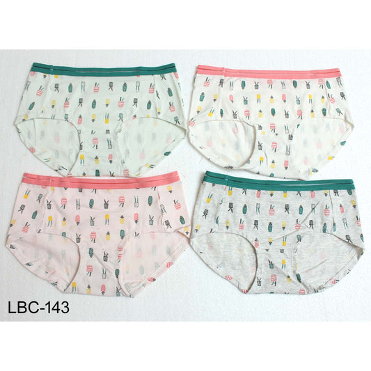 LW Comfortable High waist Printed Panties for Girls & Women - Pack of 4
