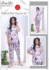 Body Girl 2 Pieces Bridal printed Silk Nightwear suit For Girls & Women