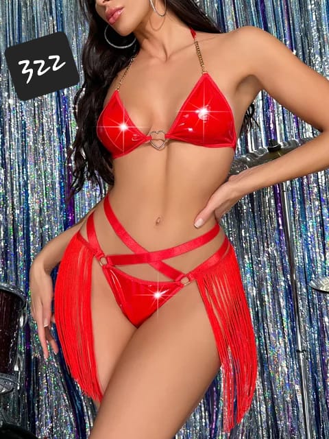 Baby Doll bikinis Erotic Set Lingerie Bandage Underwear Bra Kit - Red
