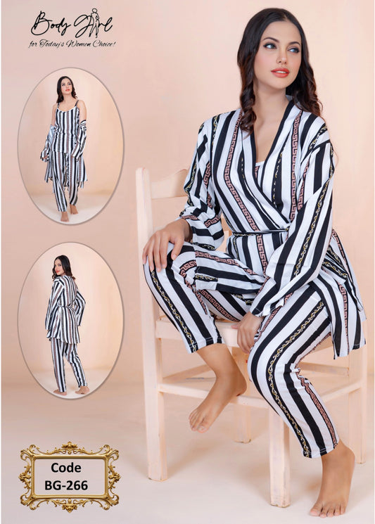 Body Girl 3-Pieces Long Gown Nightwear For Girls & Women