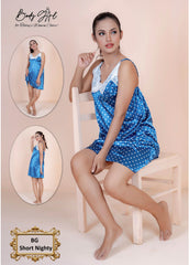 Body Girl 1-Pieces Silk Printed short Nighty For Girls & Women