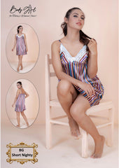 Body Girl 1-Pieces Silk Printed short Nighty For Girls & Women