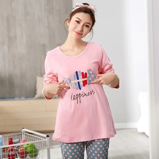 Girl Wear 2-Pieces Summer T-shirt & Pajama Hosiery Nightwear For Girls & Women