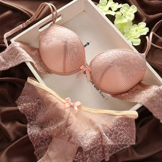 Japanese style sexy beautiful lace bra set round adjustable sexy thin women's bras and underwear sets