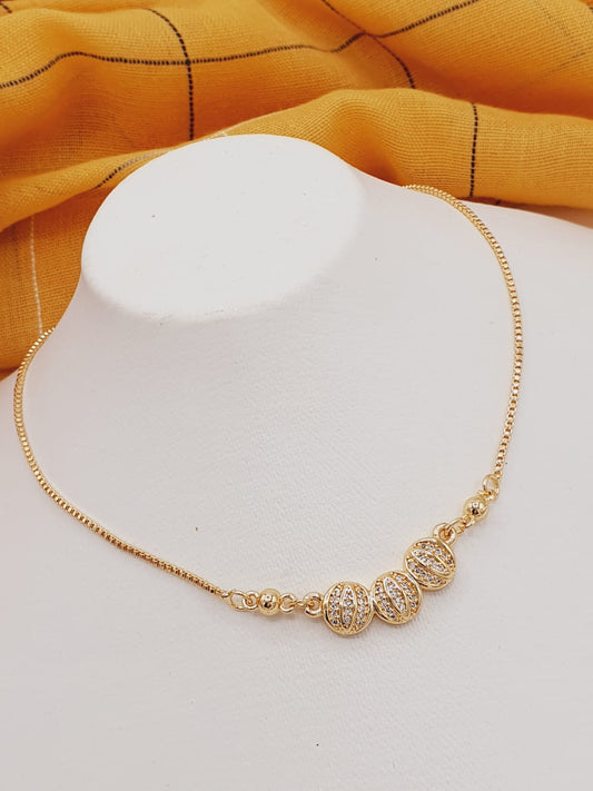 Fashion Jewellery Zircon Stone Gold Plated Locket Chain
