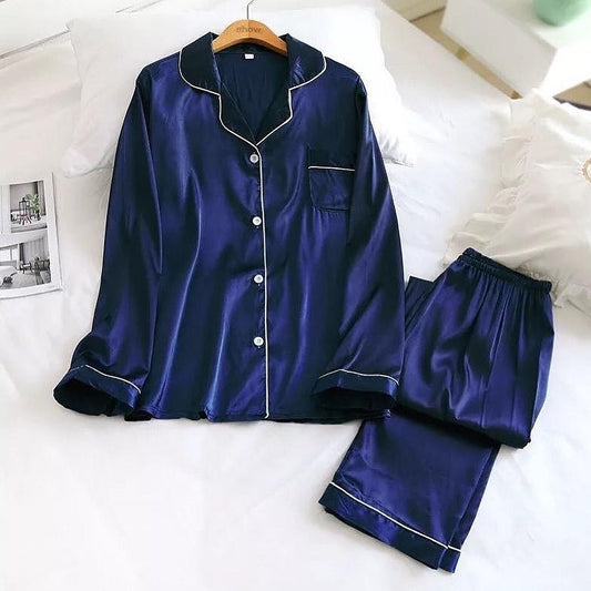 Girls Wear Hammer Plain Silk Night Suit For Girls & Women - Blue