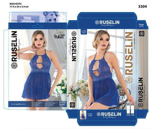 Ruselin Halter Transparent 2-Peices Turkish Nightwear