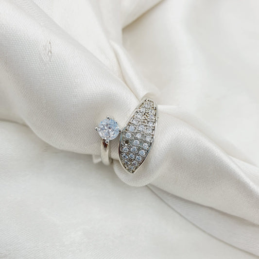 Fashion Jewellery Steel Plated Zircon Stone Adjustable Size Ring