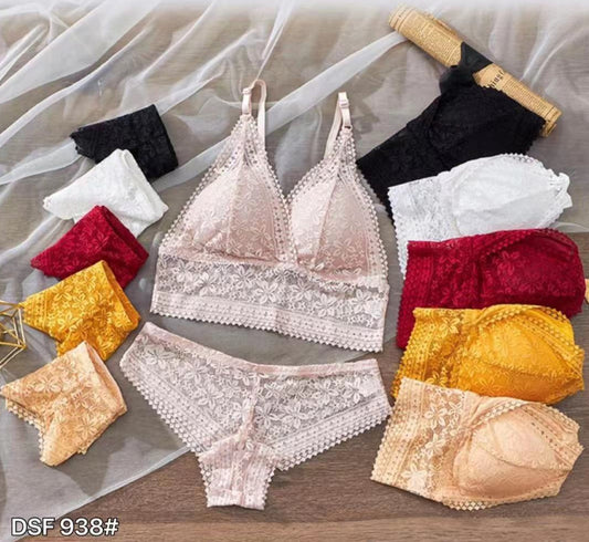 Daisifang Women Push Up Bra Set Lace Bras Briefs Transparent Panties Underwear Lingerie Set