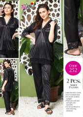 Tee Dot Shirt & Pajama Viscose 2-Pieces Nightwear For Girls & Women - Black