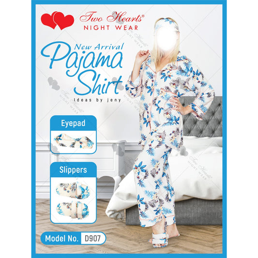 Two Hearts 4 Pieces Printed Nightwear & Lingerie For Girls & Women