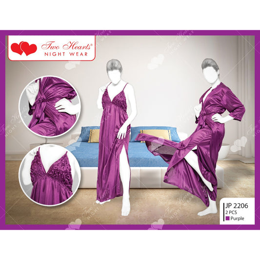 Two Hearts 2 Piece Silk Nightwear & Lingerie For Girls & Women
