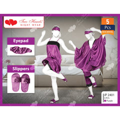 Two Hearts 5 Piece Silk Nightwear & Lingerie For Girls & Women