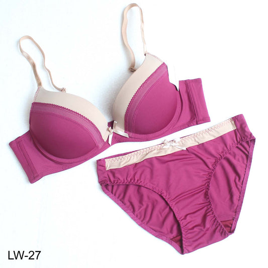 Jenny Ivanhoe Comfortable & Beautiful Contrast Bra Cup B + Contrast Bikni Panty Set for Girls & Women - Limitlesswow