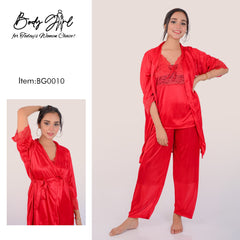 Body Girl 3 Pieces Hot Bridal Silk Nightwear For Girls & Women