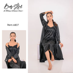 Body Girl 2 Pieces Long Bridal Silk Nightwear For Girls & Women