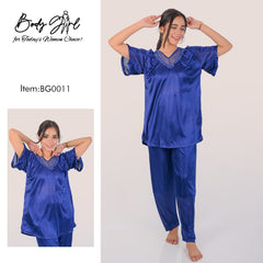 Body Girl 2 Pieces V-Neck Bridal Silk Nightwear For Girls & Women