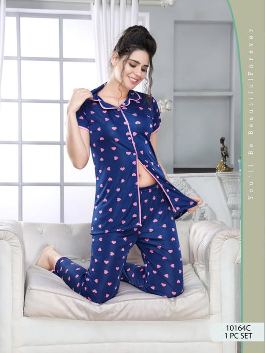 Tee Dot Two Hearts Printed 2-Pieces Nightwear For Girls & Women